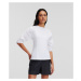 Tričko Karl Lagerfeld Puffy Woven Sleeve Top White