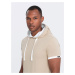 Ombre Men's casual cotton t-shirt with hood - beige