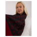 Black and burgundy large women's scarf with patterns