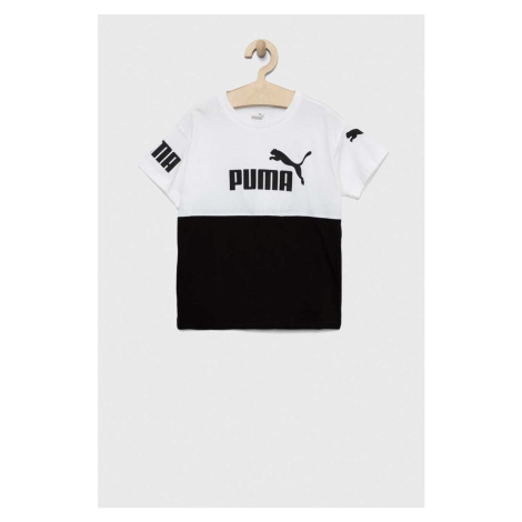 Detské bavlnené tričko Puma PUMA POWER Tee B biela farba, s potlačou