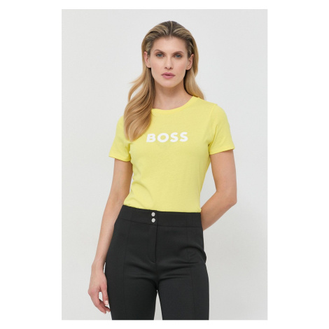 Bavlnené tričko BOSS žltá farba,,50468356 Hugo Boss