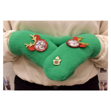 Zelené dámske módne rukavice