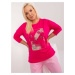 Fuchsia women's oversized blouse with print and rhinestones