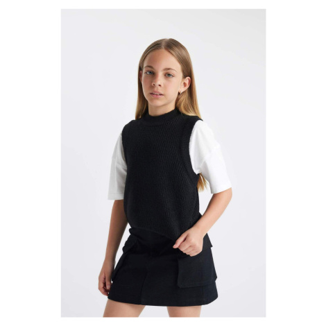 DEFACTO Girl's Crew Neck Knitted Sweater