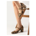 Mio Gusto Leopard Patterned Blunt Toe Women's Heeled Shoes