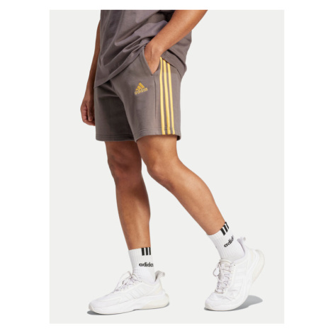 Adidas Športové kraťasy Essentials French Terry 3-Stripes IS1346 Hnedá Regular Fit
