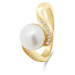Brilio Silver Pôvabný pozlátený prsteň s pravou perlou RI061Y 56 mm