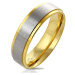 Prsteň z ocele v zlatom odtieni - pás uprostred s matným povrchom, 6 mm - Veľkosť: 70 mm