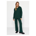 Trendyol Emerald Green Wide Fit Zippered Knitwear Bottom-Top Set