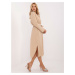 BÉŽOVÉ DÁMSKE MIDI ŠATY S ROZPARKOM LK-SK-509646.91-BEIGE