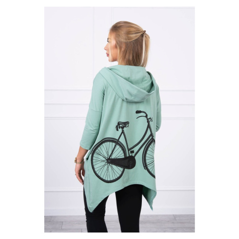 Sweatshirt with a dark mint cycling print