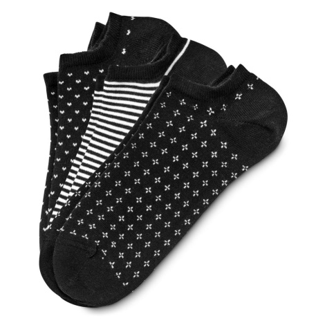 Krátke ponožky, 3 páry, čierno-biele Tchibo