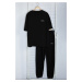 Trendyol Black Oversize/Wide Cut Printed T-Shirt Tracksuit Bottom-Top Set