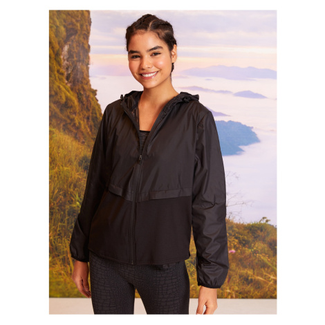 LC Waikiki Women's Outdoor Raincoat with a Hooded Long Sleeve, Plain Pocket Detailed.