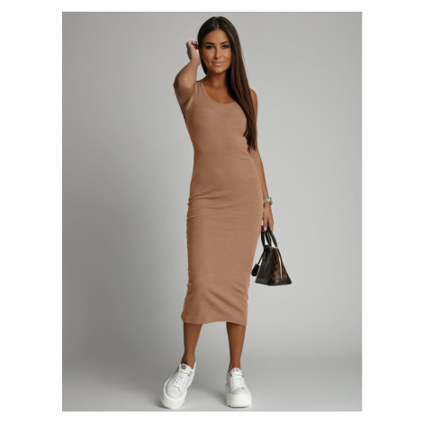 Cappuccino midi dress with fitted straps FASARDI