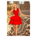 Exkluzívne červené dámske šaty s čipkovaným výstrihom model 5962454