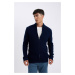 DEFACTO Men's Navy Blue Standard Fit Regular Cut Half Turtleneck Waffle Cardigan