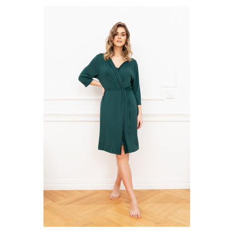 Women's Song Bathrobe with 3/4 Sleeves - Green Italian Fashion
