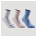 Detské športové ponožky RS 500 stredne vysoké 3 páry ružové, biele a modré