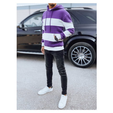 Men's purple-white striped hoodie Dstreet