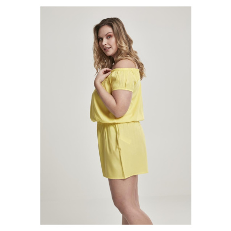 Women's short off-the-shoulder jumpsuit - light yellow