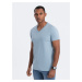 Ombre BASIC men's classic cotton T-shirt with a crew neckline - denim