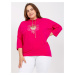 Fuchsia blouse size plus with application of rhinestones