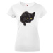 Dámské tričko s čiernou mačkou - darček pre milovníkov mačiek