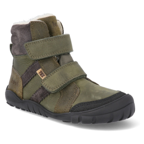 Barefoot zimná obuv s membránou KOEL4kids - Milo Hydro Tex Khaki zelená