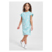 Dye aquablue dress with tie for girls