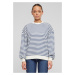 Women's Oversized Striped Sweatshirt - Cream/Vintage Blue