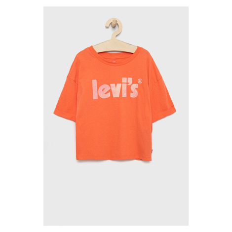 Detské bavlnené tričko Levi's oranžová farba, Levi´s