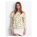 Yellow blouse with a carmen floral print neckline