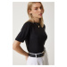 Happiness İstanbul Women's Black Mercerized Summer Knitwear Blouse