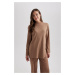 DEFACTO Half Turtleneck Softshell Long Sleeve T-Shirt Tunic with Soft Fur Inside