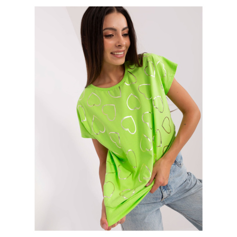 Light green cotton blouse with print
