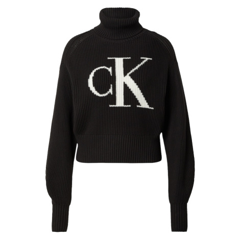 Calvin Klein Jeans Sveter  čierna / biela