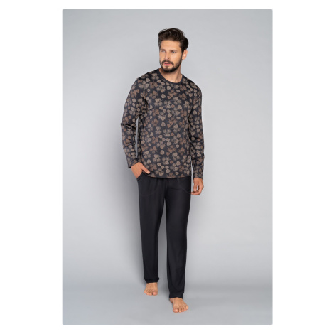 Men's pyjamas Pinus, long sleeves, long legs - print/graphite Italian Fashion