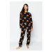 Trendyol Black 100% Cotton Teddy Bear Patterned Knitted Pajama Set