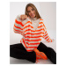 White-orange oversized sweater with V-OCH neckline BELLA