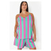 Trendyol Curve Multicolored Striped V-Neck Woven Pajama Set