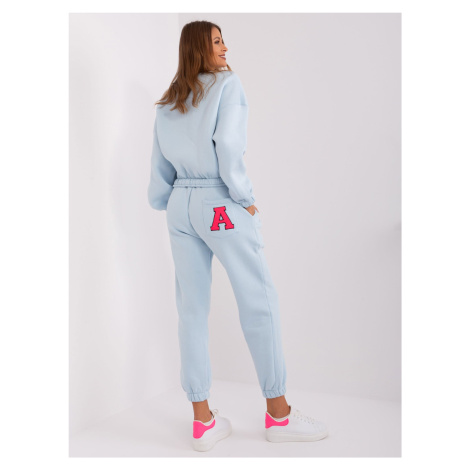 Light blue and fluorine pink tracksuit with sweatshirt