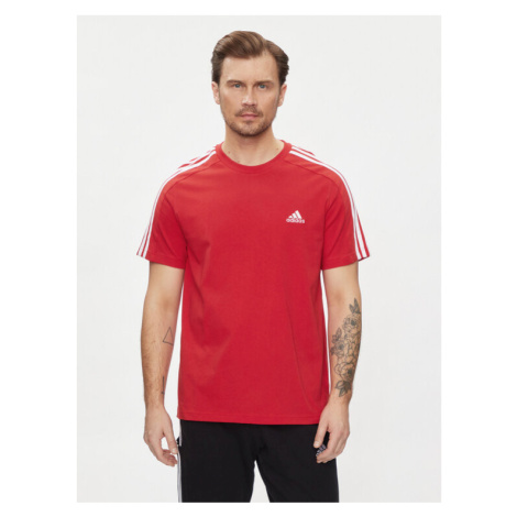 Adidas Tričko Essentials Single Jersey 3-Stripes T-Shirt IC9339 Červená Regular Fit