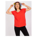 Red casual blouse with round neckline SUBLEVEL