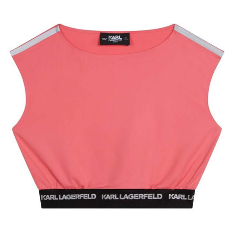 Detská blúzka Karl Lagerfeld ružová farba, jednofarebná