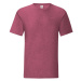 Burgundy men's t-shirt in combed cotton Iconic with sleeve Fruit of the Loom