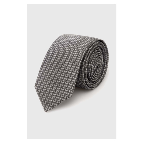 Kravata s prímesou hodvábu HUGO šedá farba Hugo Boss