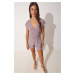 Happiness İstanbul Women's Lilac Wrapover Collar Knitted Jumpsuit