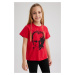 DEFACTO Girl's Atatürk Printed Short Sleeve Red T-Shirt Z5093a623sm