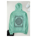 Trendyol Mint Oversize/Wide Fit Text Back Printed Hooded Vintage/Faded Effect Sweatshirt